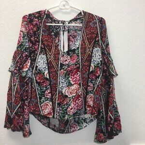 Jaase Boho Floral Top Bell Sleeves Festival NWT